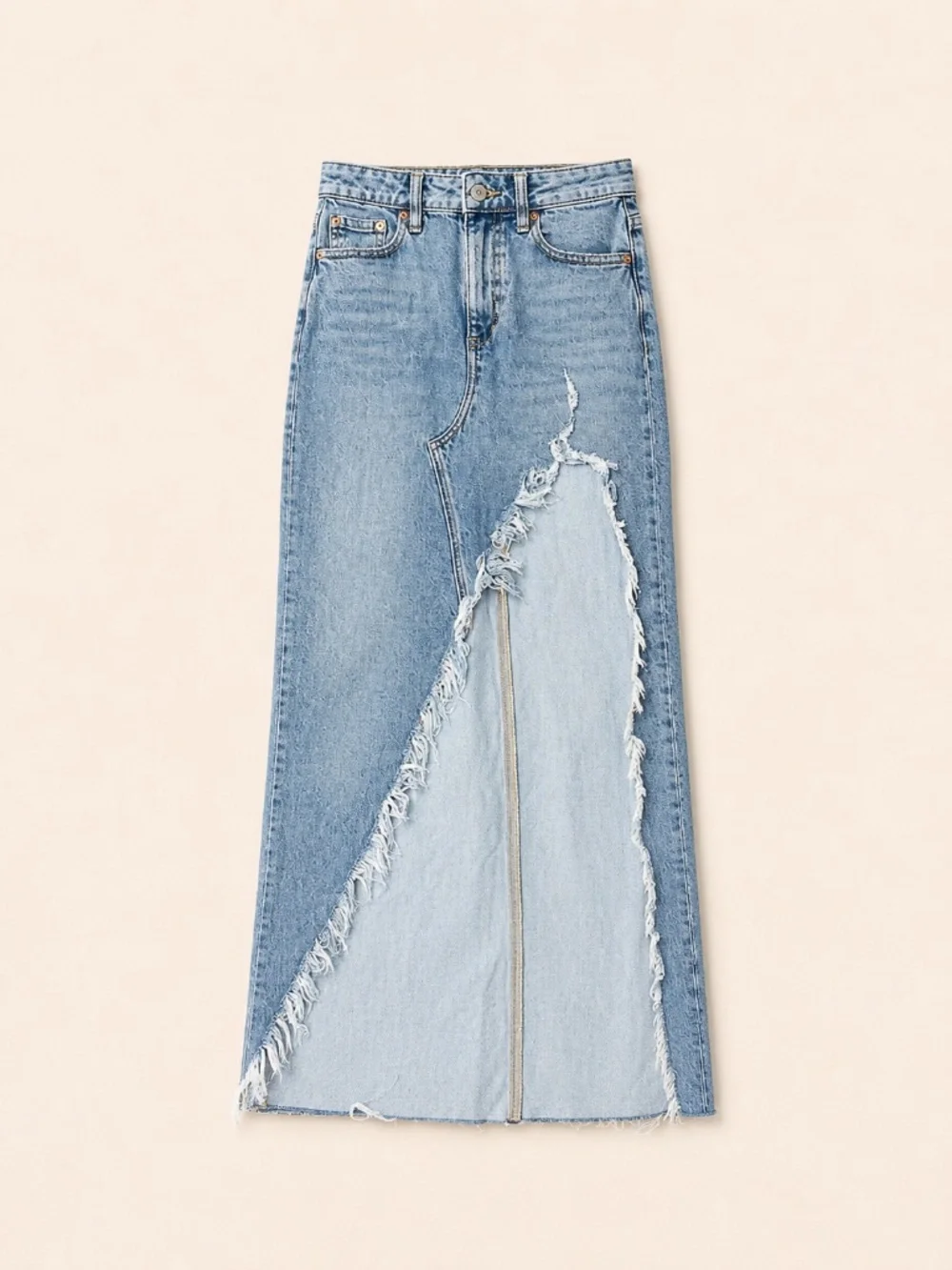 Forever 21 Distressed Denim Maxi Skirt | XS | Excellent Condition